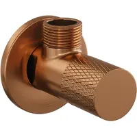 Brauer Copper Carving hoekstopkraan compleet met slang koper geborsteld PVD