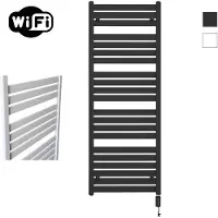Sanicare Elektrische Radiator HWV - Moda Met Wifi 160x60 cm Mat Zwart 1159W Met Thermostaat Zwart Rechtsonder