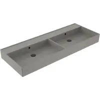 Sanilux Wastafel edge keramiek 120 dubbele wasbak 0 kraangaten warm beton