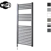Sanicare elektrische design radiator 45x112cm gunmetal met WiFi en thermostaat links chroom