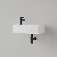 Gliss Design Fontein freya solid marble 40x22x10 cm met kraangat links glans wit