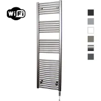 Sanicare Elektrische radiator hwv met wifi 172x60 cm inox look 1127w met thermostaat chroom rechtsonder