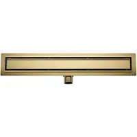 Wiesbaden Douchegoot met flens en tegelrooster 80 x 7 cm geborsteld messing