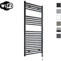 Sanicare elektrische design radiator 60x112cm zwart mat met WiFi en thermostaat rechts zwart