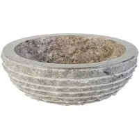 Boss & Wessing Waskom bws stone rond 35x35x15 cm gepolijst natuurmarmer grijs