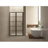 Wiesbaden Nisdeur horizon met vast paneel 140x200 cm 8 mm nano mat zwart