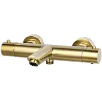 Sanilux Thermostatische Badmengkraan Peralta Opbouw Rond Geborsteld Goud