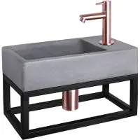 Differnz Force fonteinset beton met frame en rechte kraan koper