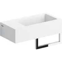 Clou Flush 3 fontein 36cm voorbewerkt kraangat links met handdoekhouder aluite wit