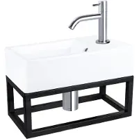 Differnz Force fonteinset keramiek met frame en gebogen kraan chroom