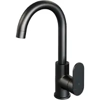 Brauer Wastafelmengkraan black edition coldstart opbouw hoog gebogen platte hendel mat zwart