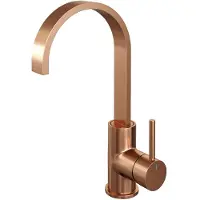 Brauer Wastafelmengkraan copper edition coldstart opbouw hoog plat gebogen ronde hendel geborsteld koper pvd