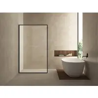 Wiesbaden Douchewand Square 8 mm 90x200cm Stabilisatiestang | Nano Coating | Mat Zwart | Inloopdouche