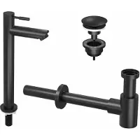 Ink Fonteinkraanset Hoog Model Inclusief Waste en Design Sifon Mat Zwart