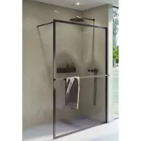 Riho Inloopdouche Lucid GD400 Omkeerbaar Verstelbaar Aluminium 200x140 cm Mat Zwart