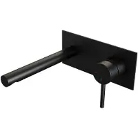 Brauer Inbouw wastafelmengkraan black edition coldstart rechte uitloop ronde hendel rechts mat zwart met afdekplaat