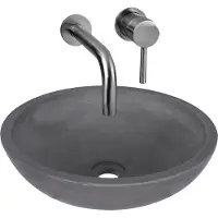 Differnz Waskomset ravano beton 40x12 cm antraciet met inbouw wastafelkraan gunmetal