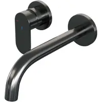 Brauer Inbouw wastafelmengkraan gunmetal edition coldstart gebogen uitloop platte hendel links geborsteld gunmetal pvd met rozetten