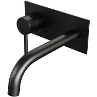 Brauer Black Edition ColdStart wastafelkraan inbouw gebogen uitloop met achterplaat model A2 zwart mat