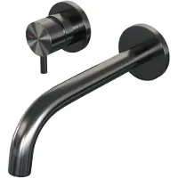 Brauer Gunmetal Edition inbouw wastafelmengkraan met gebogen uitloop en rozetten model B2 gunmetal geborsteld PVD