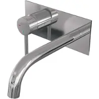 Brauer Carving Inbouw Wastafelkraan - Gebogen Uitloop - Achterplaat - Hendel 1 Links - Chroom - Messing - Kranen, Wastafelkranen, Inbouw