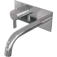 Brauer Chrome Edition ColdStart wastafelkraan inbouw gebogen uitloop met achterplaat model E2 chroom