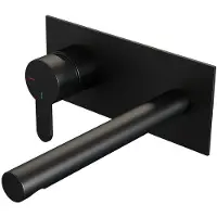 Brauer Black Edition inbouw wastafelmengkraan met rechte uitloop en afdekplaat model D2 mat zwart