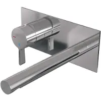 Brauer Chrome Edition ColdStart wastafelkraan inbouw rechte uitloop met achterplaat model E2 chroom