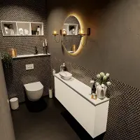 Mondiaz Fowy toiletmeubel 120cm talc met witte waskom links en kraangat