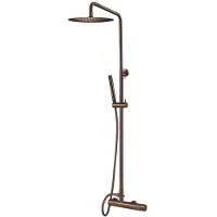 Qisani Opbouw regendoucheset flow thermostatisch geborsteld copper