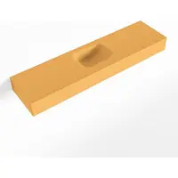 Mondiaz lex ocher vrijhangende solid surface wastafel 120 cm. Positie wasbak midden