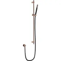Hotbath Archie AR318 glijstangset 90cm met staafhanddouche en wandaansluitbocht geborsteld koper PVD