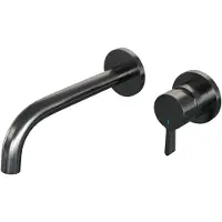 Brauer Edition Inbouw Wastafelkraan - Gebogen Uitloop - Rozetten - Hendel 2 Rechts - Geborsteld Gunmetal PVD - Messing - Kranen, Wastafelkranen,