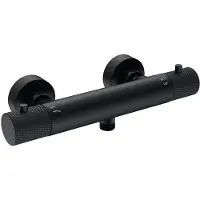 Wiesbaden Ribbd thermostatische douchemengkraan hartafstand 15 cm mat zwart