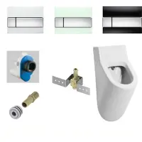 Tece Urinoir set salenzi hung achterinlaat mat wit met square drukplaat glas