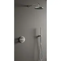 Hotbath Archie IBS30A inbouw regendoucheset met staafhanddouche aan houder en 20cm ronde hoofddouche aan 30cm plafondarm RVS316