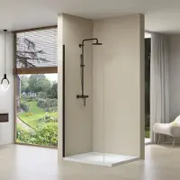 Van Rijn Inloopdouche st01 40x200 cm helder glas 8 mm zonder stabilisatiestang mat zwart