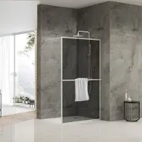 Van Rijn Inloopdouche st04 met handdoekstang 100x200 cm 8 mm rookglas wit