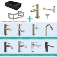 Wiesbaden Fonteinpack recto natuursteen rechts met montageframe 40x22x10 cm rvs