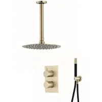 Boss & Wessing Inbouw regendouche set bws gold pro plafonduitloop 20 cm hoofddouche mat goud en zwart
