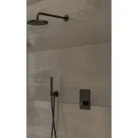 Hotbath Cobber IBS23 inbouw regendoucheset met staafhanddouche aan houder en 20cm ronde hoofddouche aan 40cm wandarm chroom