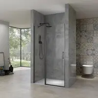 Van Rijn Nisdeur ST02 78x200 cm Draaideur 6 mm Met Vaste Wand 8mm Zwart