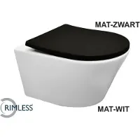 Boss & Wessing Wandcloset bws vicente rimless diepspoel mat wit met flatline zitting mat zwart