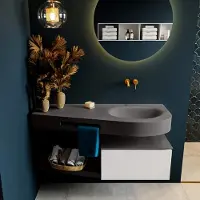 Mondiaz Riva badmeubel 120cm Talc met 1 lade en wastafel rechts 0 kraangaten Dark Grey