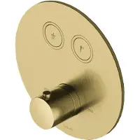 Hotbath Douchethermostaat cobber inbouw 2 pushbuttons rond geborsteld messing pvd