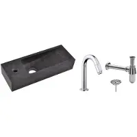 Wiesbaden Fonteinpack small natuursteen links 38x14x8 cm chroom
