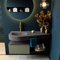 Mondiaz Riva badmeubel 120cm Army met 1 lade en wastafel links 1 kraangat Dark Grey