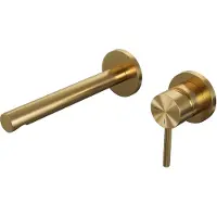 Brauer Inbouw wastafelmengkraan gold edition coldstart rechte uitloop ronde hendel rechts geborsteld goud pvd met rozetten