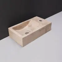 Forzalaqua Fontein venentia travertin gezoet met kraangat rechts 40x22x10 cm