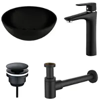 Boss & Wessing Waskomset bws rond 26x12 cm keramiek mat zwart